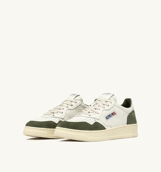MEDALIST LOW IN PELLE E SUEDE BIANCA E MILITARY