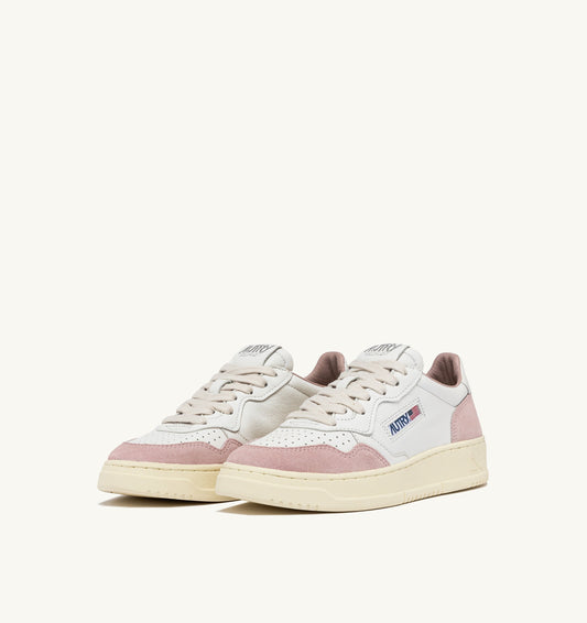 MEDALIST LOW IN PELLE E SUEDE COLORE BIANCO E POWDER