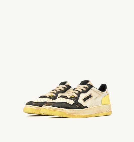 MEDALIST LOW SUPER VINTAGE IN PELLE COLORE BUTTERCUP E NERO