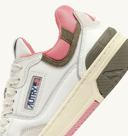 CLC LOW IN PELLE E SUEDE COLORE BIANCO E GERANIUM