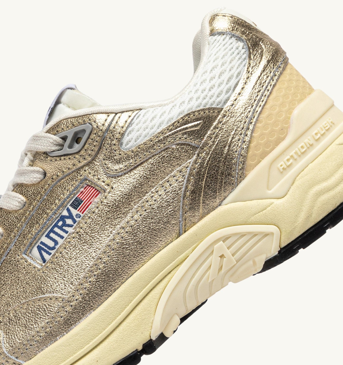 HYPERWAY IN MESH E PELLE LAMINATA MARSHMALLOW E ORO
