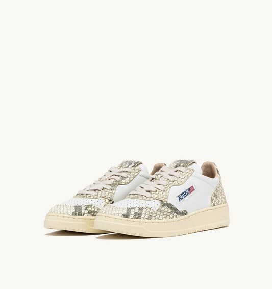 MEDALIST LOW IN PELLE BIANCA E SNAKE DIAMOND