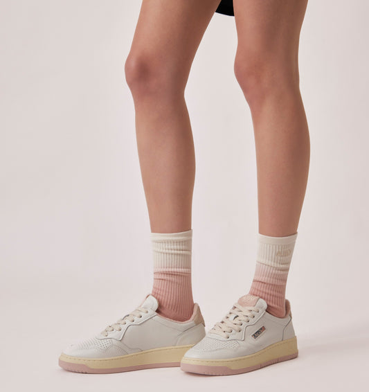 MEDALIST LOW IN PELLE COLORE BIANCO E POWDER PINK