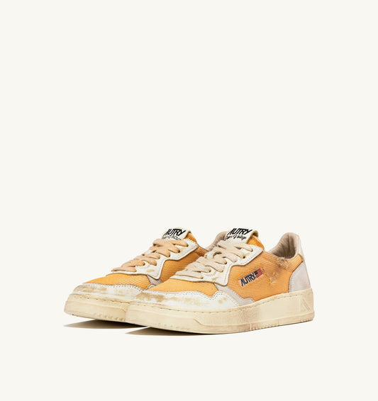 MEDALIST LOW SUPER VINTAGE IN PELLE E MESH ARANCIONE E BIANCO