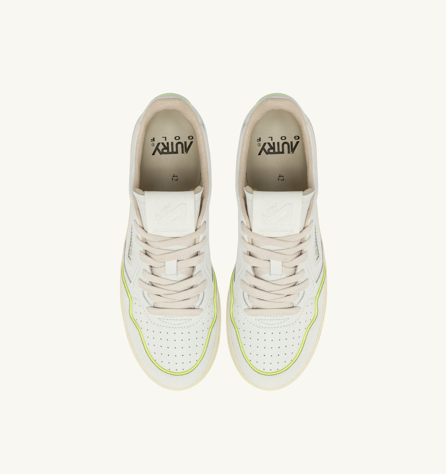 GOLF LOW IN PELLE COLORE BIANCO E GIALLO FLUO