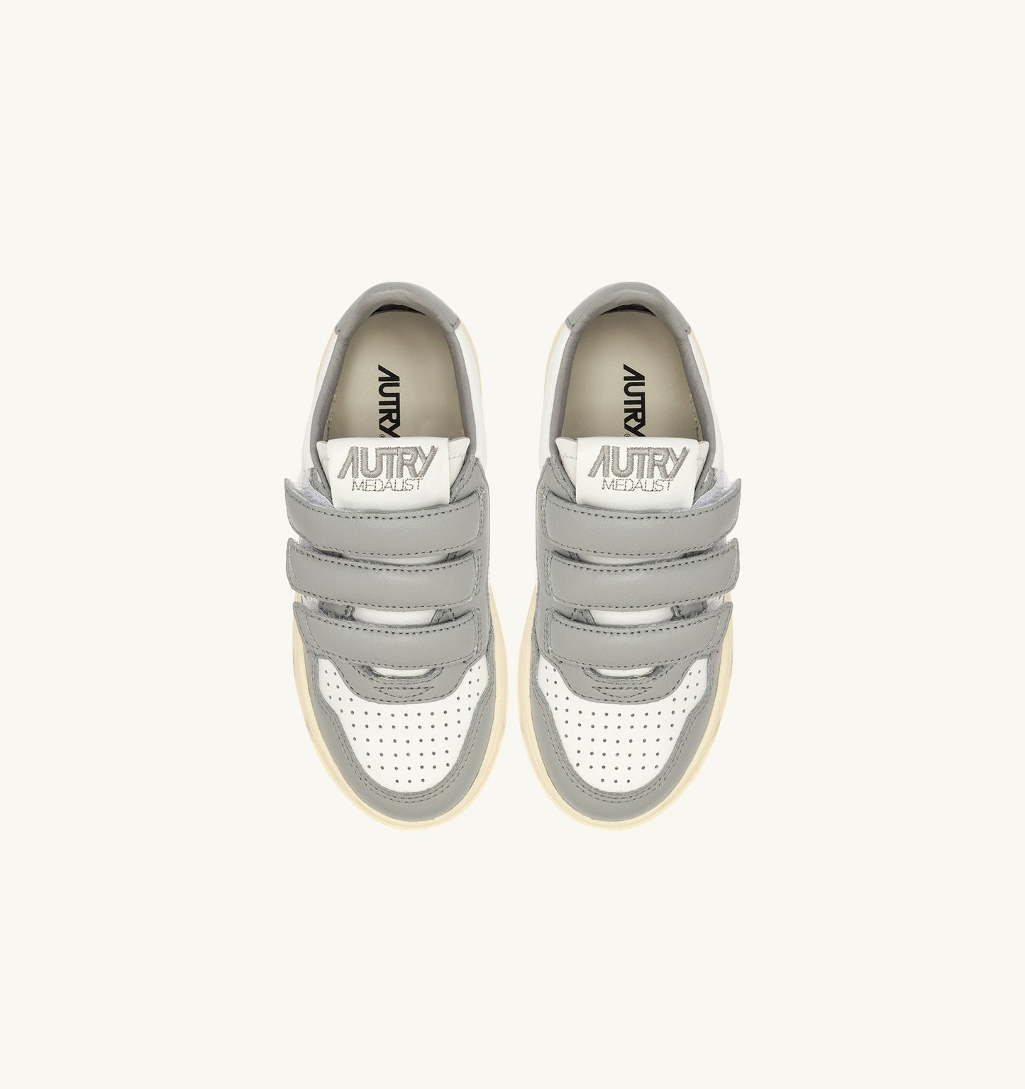 KIDSTRIPES LOW IN PELLE BIANCA E GRIGIO CHIARO