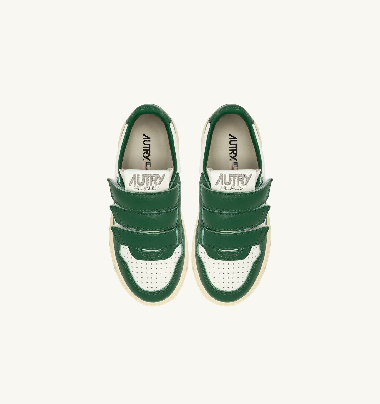 KIDSTRIPES LOW IN PELLE BIANCA E VERDE
