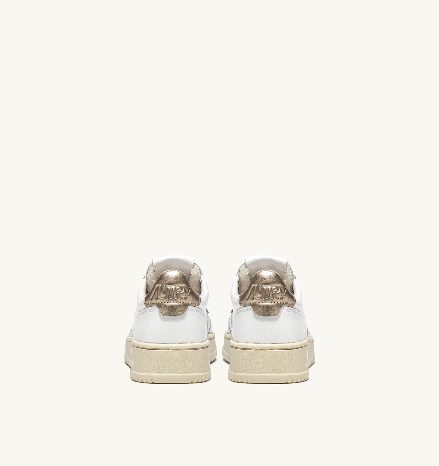 MEDALIST LOW IN PELLE BIANCA E METALLIZZATA ORO