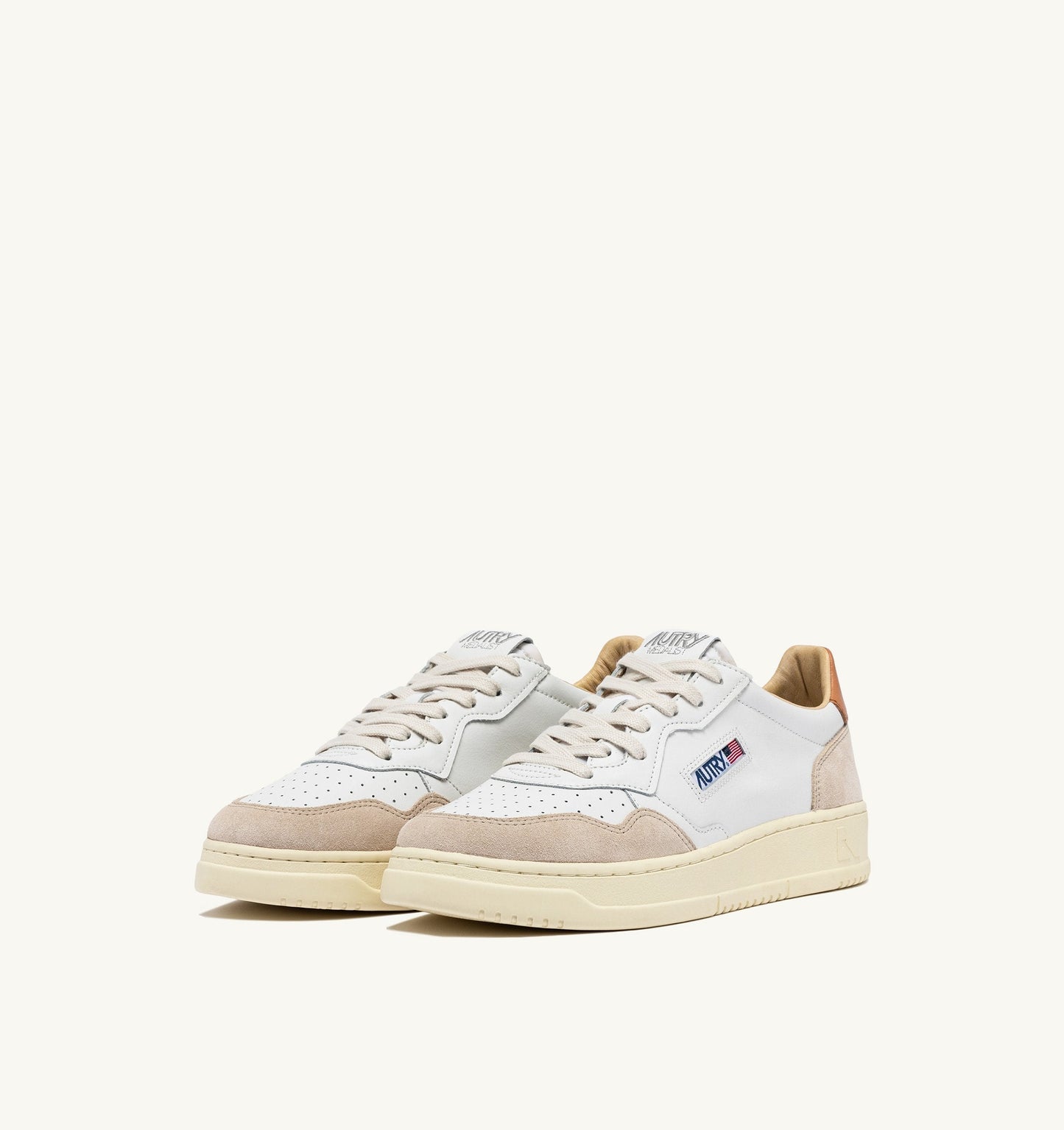 MEDALIST LOW IN PELLE E SUEDE BIANCO E SANDSTORM