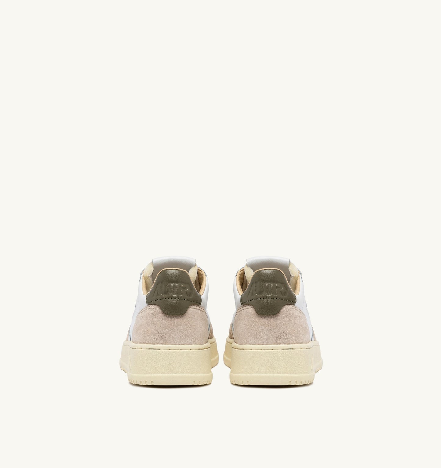 MEDALIST LOW IN PELLE E SUEDE BIANCO E COVERT GREEN