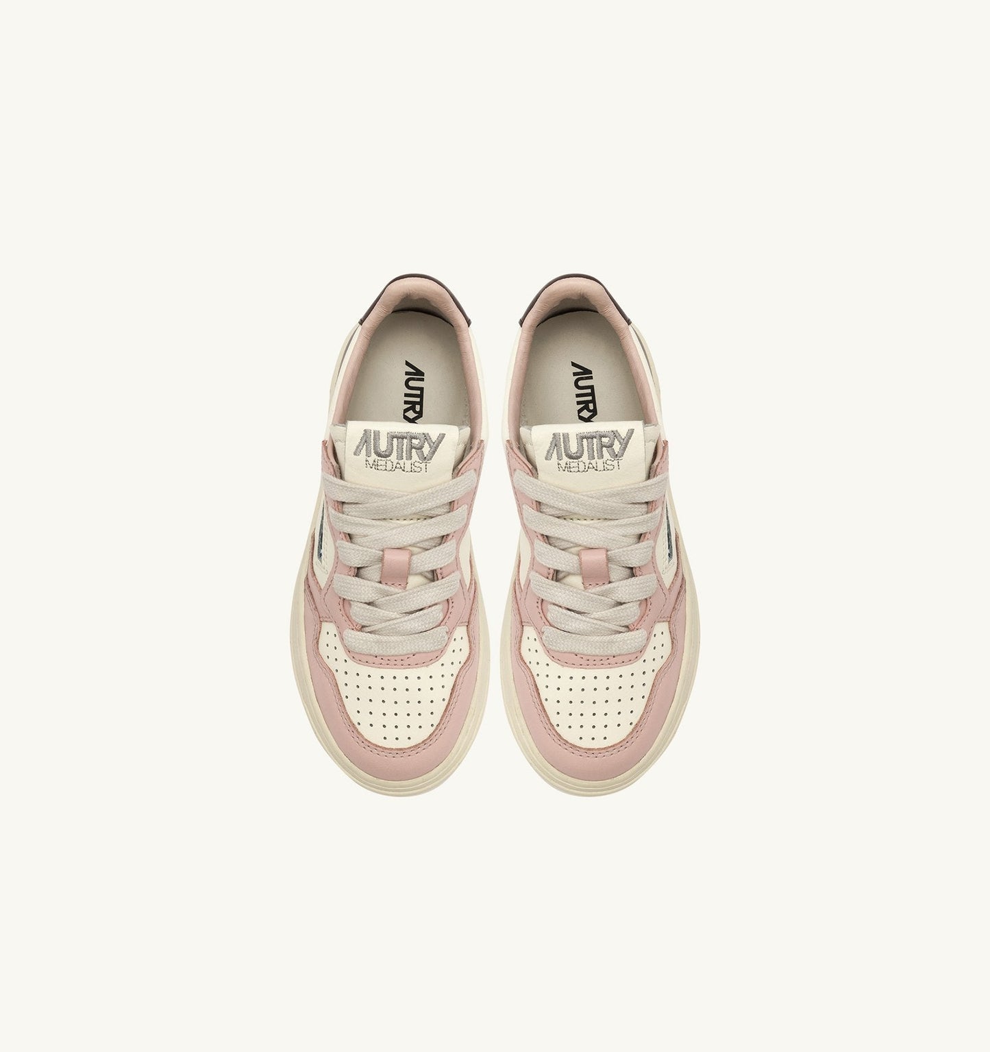 MEDALIST KIDS LOW IN PELLE BIANCA, MARRONE E ROSA CIPRIA