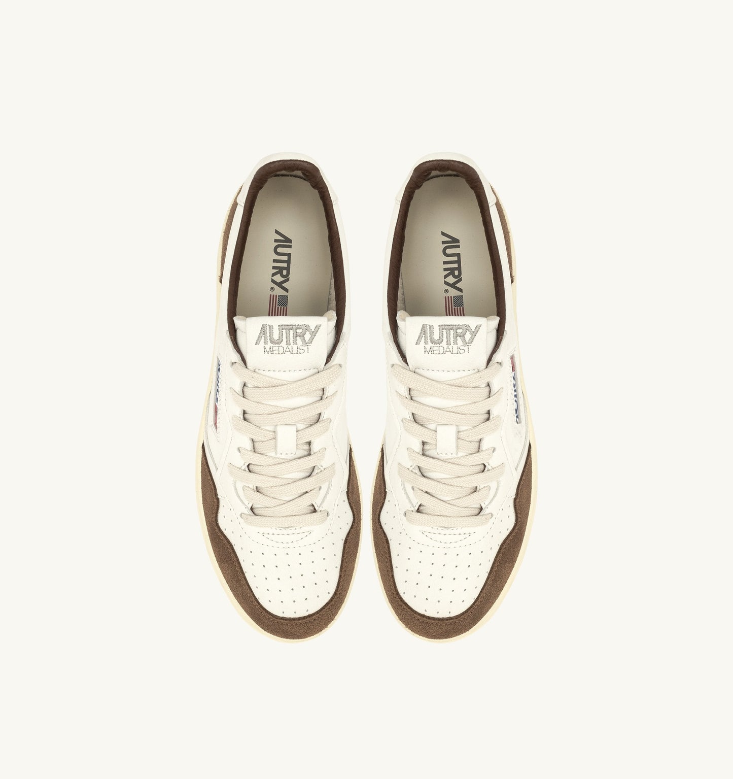 MEDALIST LOW IN PELLE E SUEDE BIANCO E CIGAR