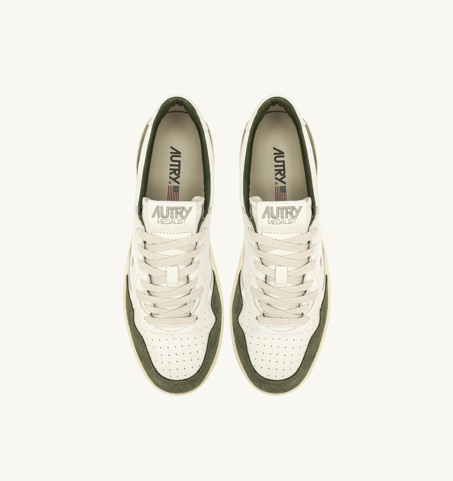 MEDALIST LOW IN PELLE E SUEDE BIANCA E MILITARY