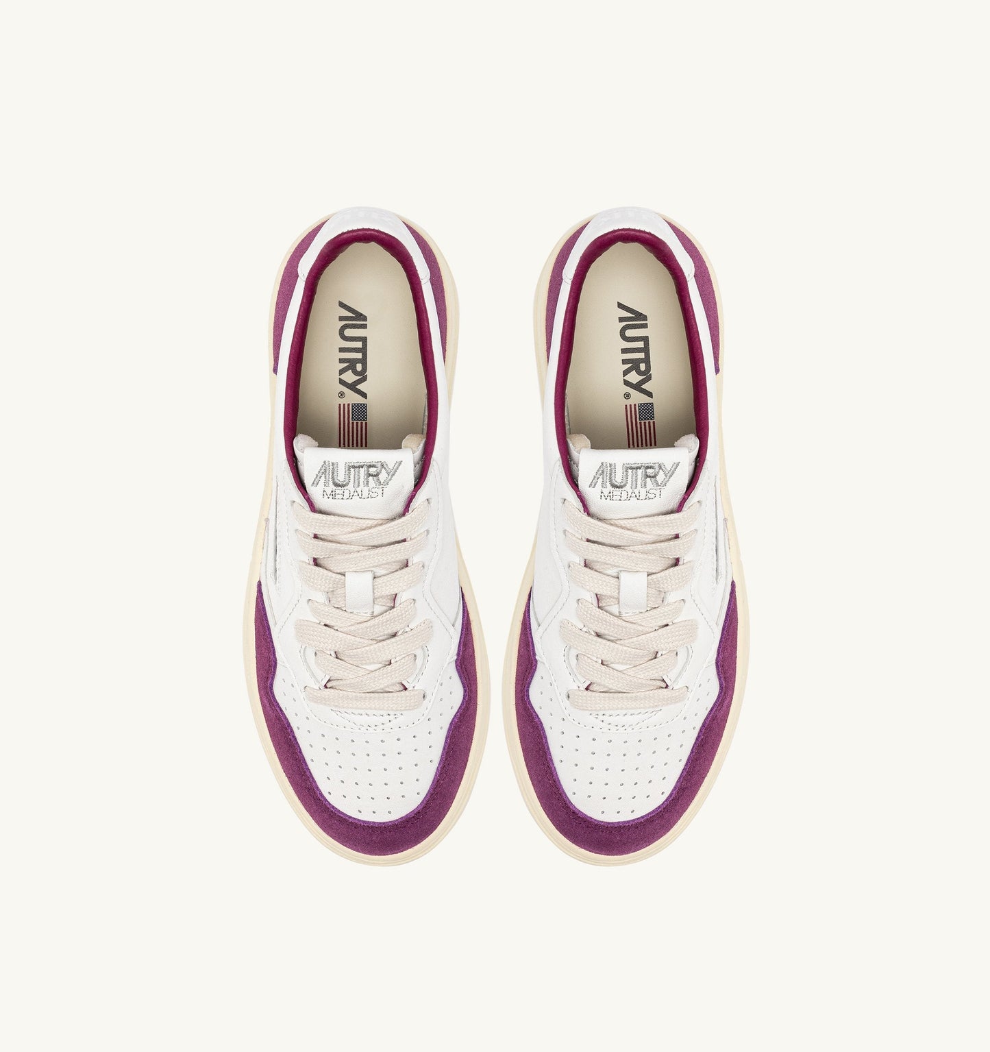 MEDALIST LOW IN PELLE E SUEDE BIANCA E VIOLA