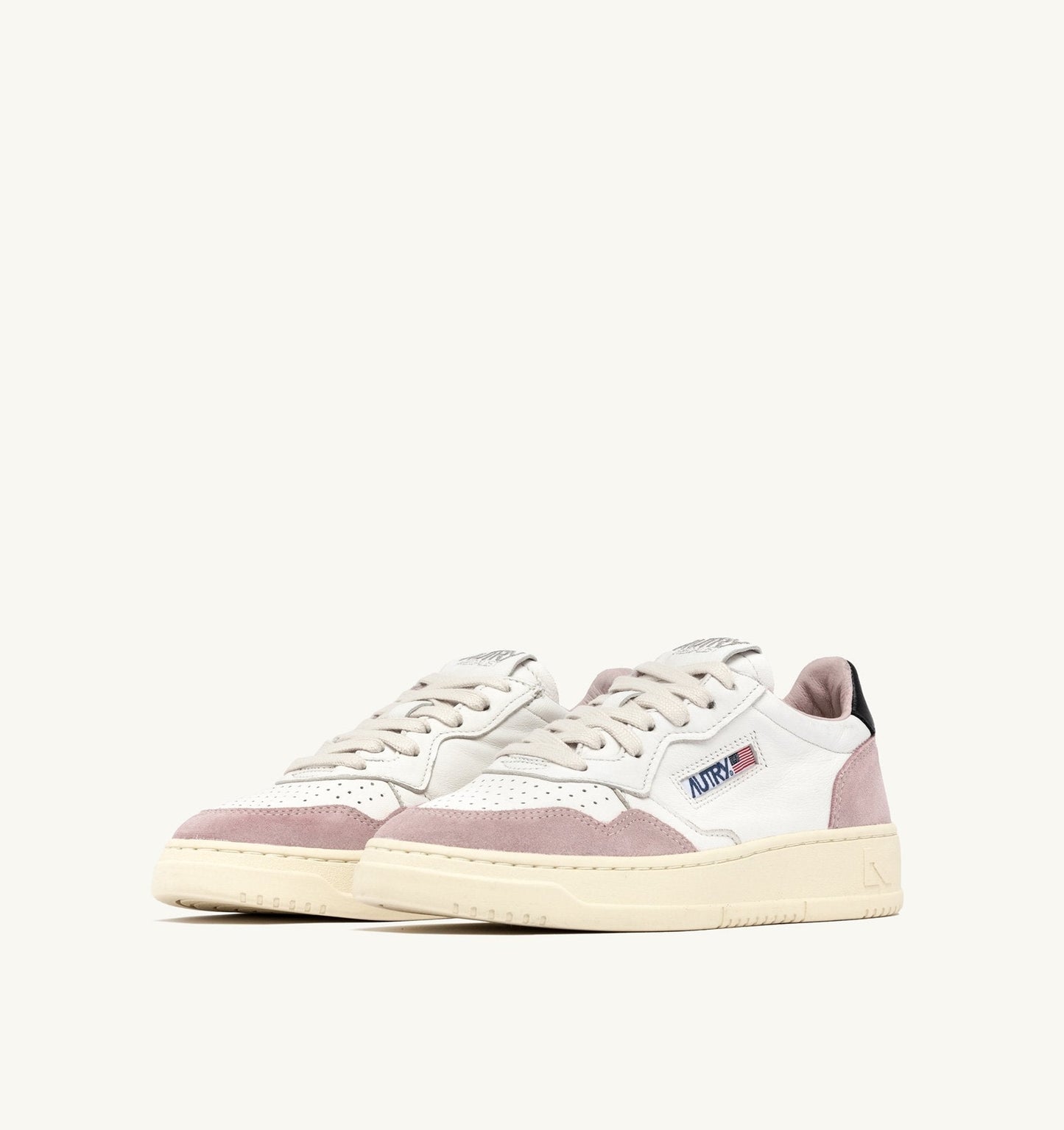 MEDALIST LOW IN PELLE E SUEDE BIANCA, POWDER E NERA