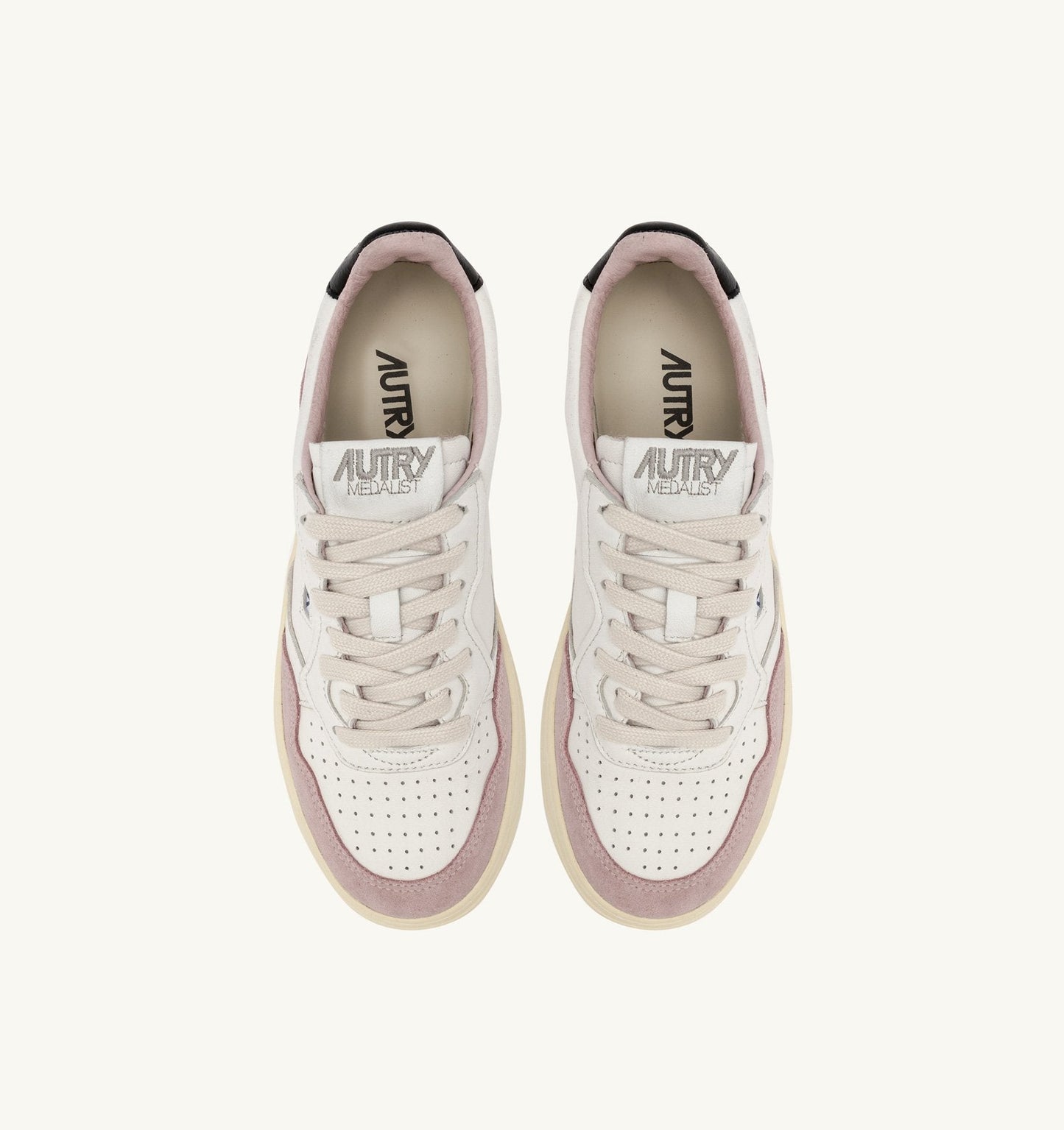 MEDALIST LOW IN PELLE E SUEDE BIANCA, POWDER E NERA
