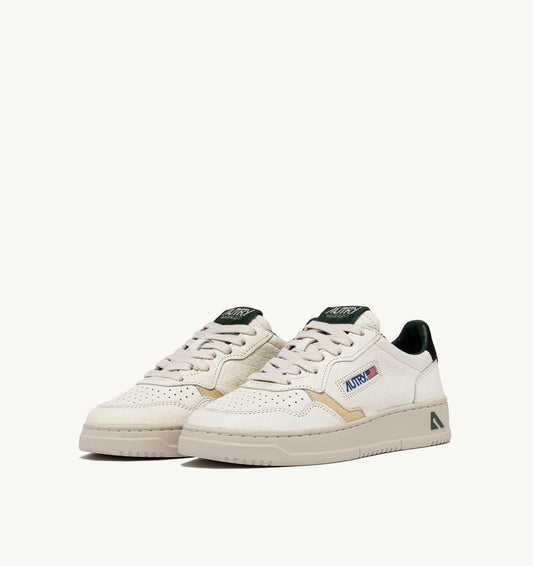 MEDALIST LOW IN PELLE E DETTAGLI BEIGE NERO E VERDE