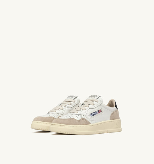 MEDALIST KIDS LOW IN PELLE E SUEDE COLORE BIANCO E NERO
