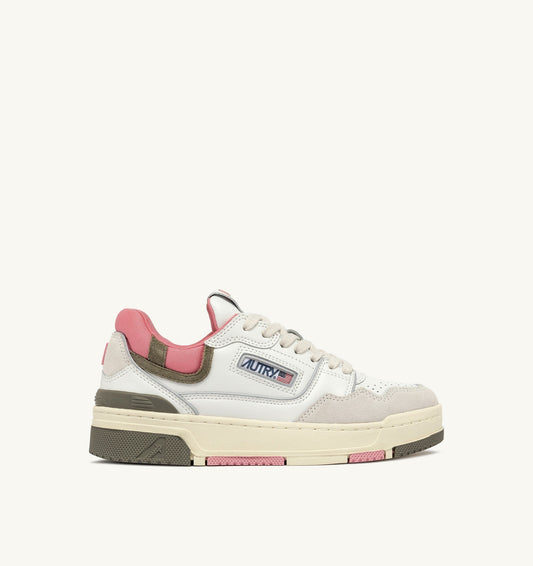 CLC LOW IN PELLE E SUEDE COLORE BIANCO E GERANIUM