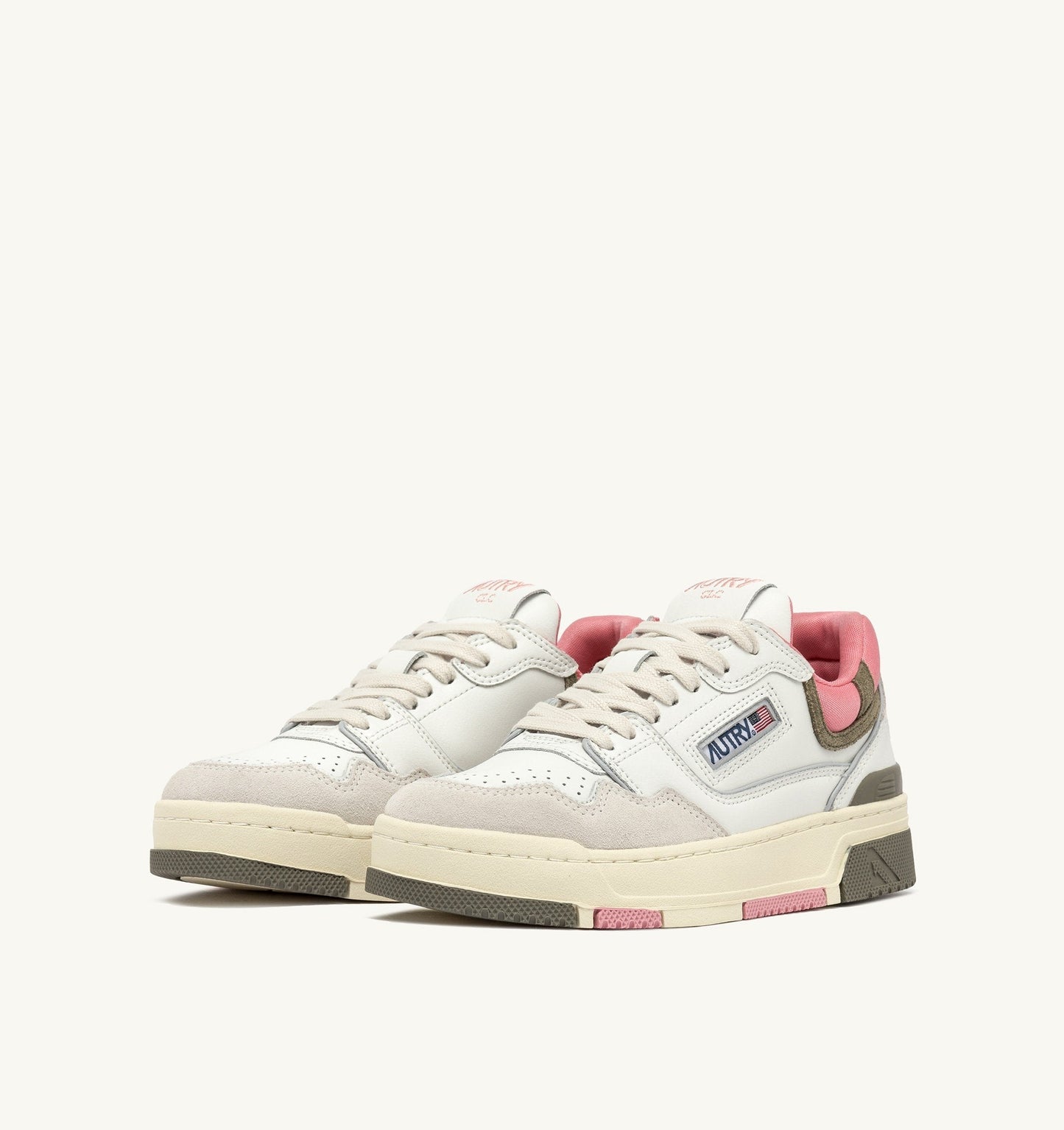 CLC LOW IN PELLE E SUEDE COLORE BIANCO E GERANIUM