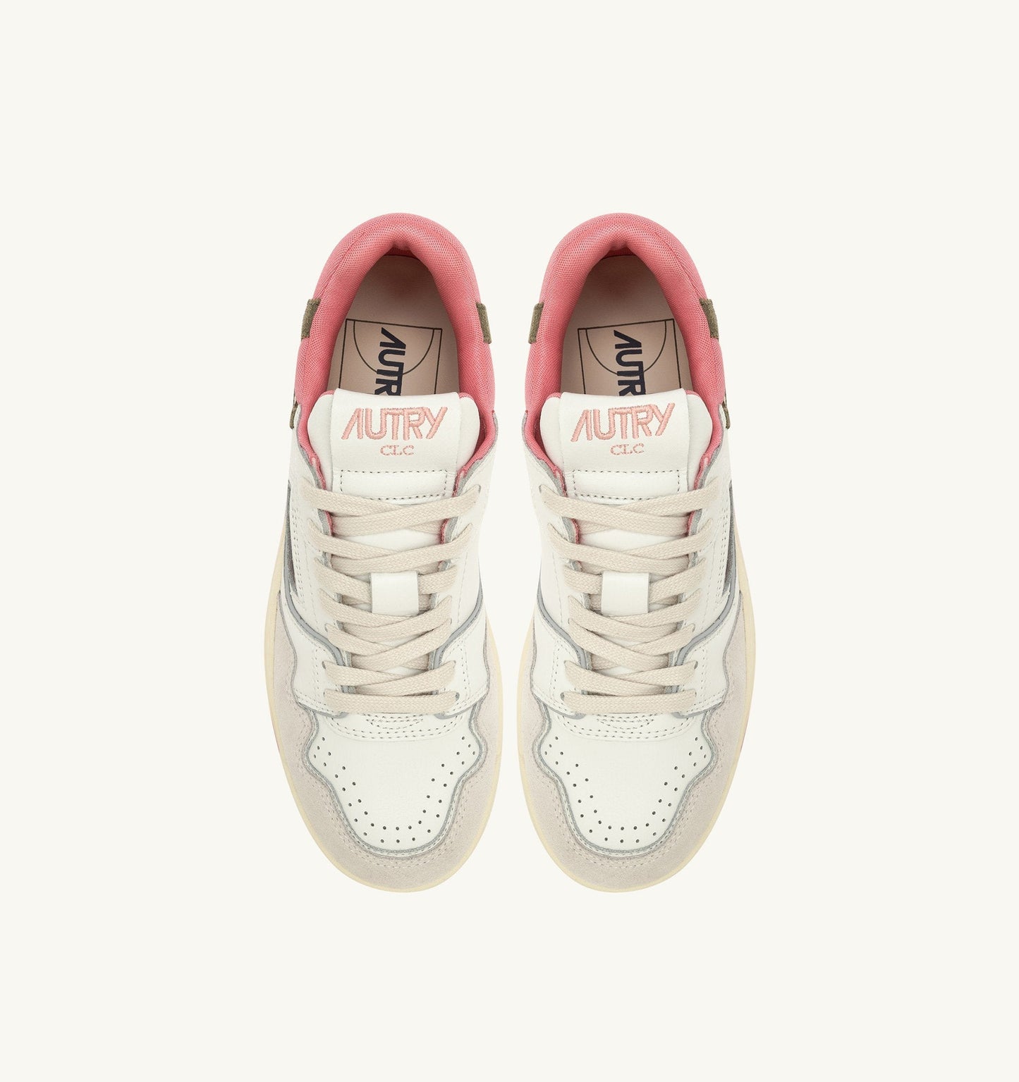 CLC LOW IN PELLE E SUEDE COLORE BIANCO E GERANIUM