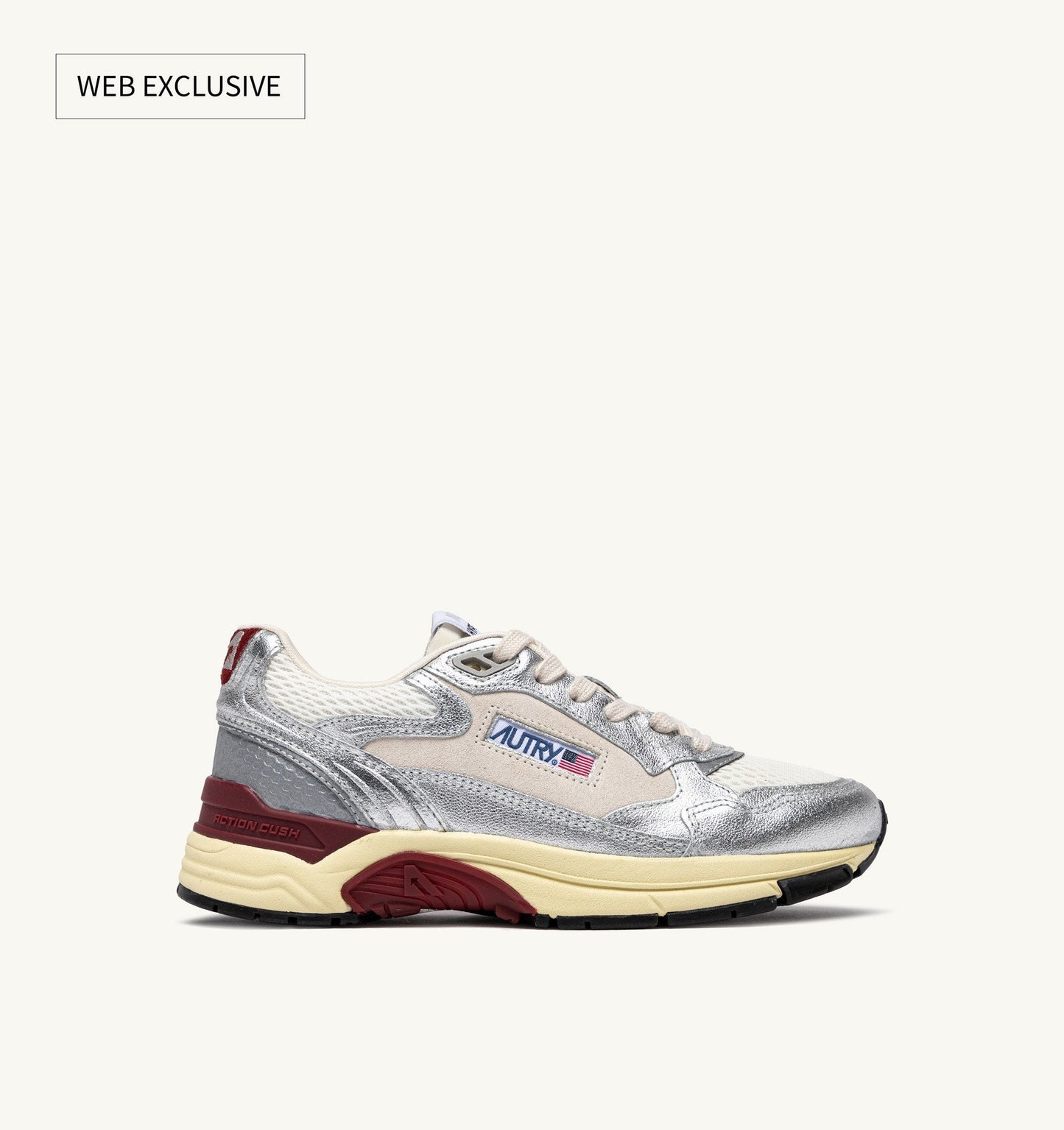 HYPERWAY IN MESH E PELLE LAMINATA BIANCO E ARGENTO