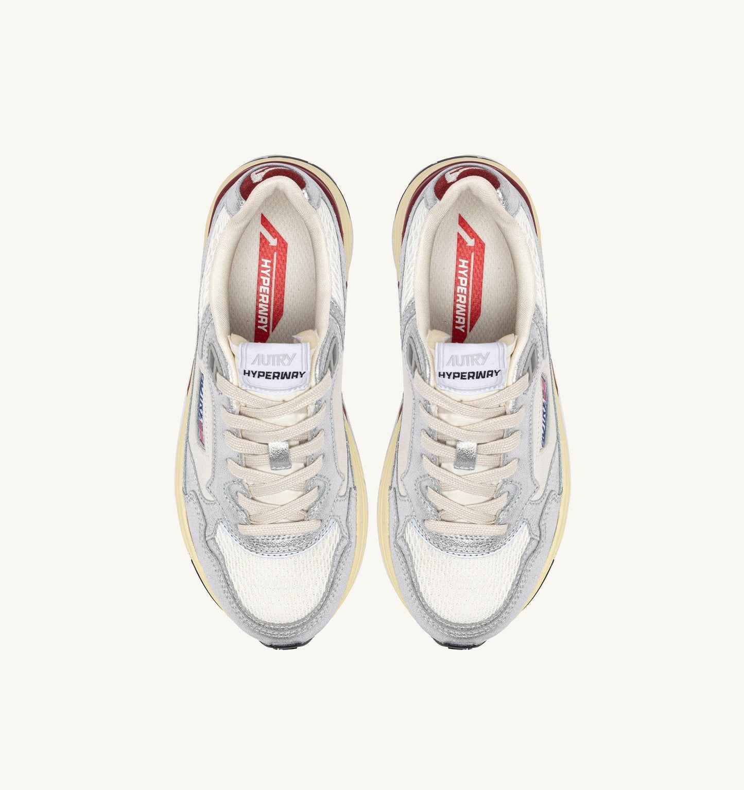 HYPERWAY IN MESH E PELLE LAMINATA BIANCO E ARGENTO