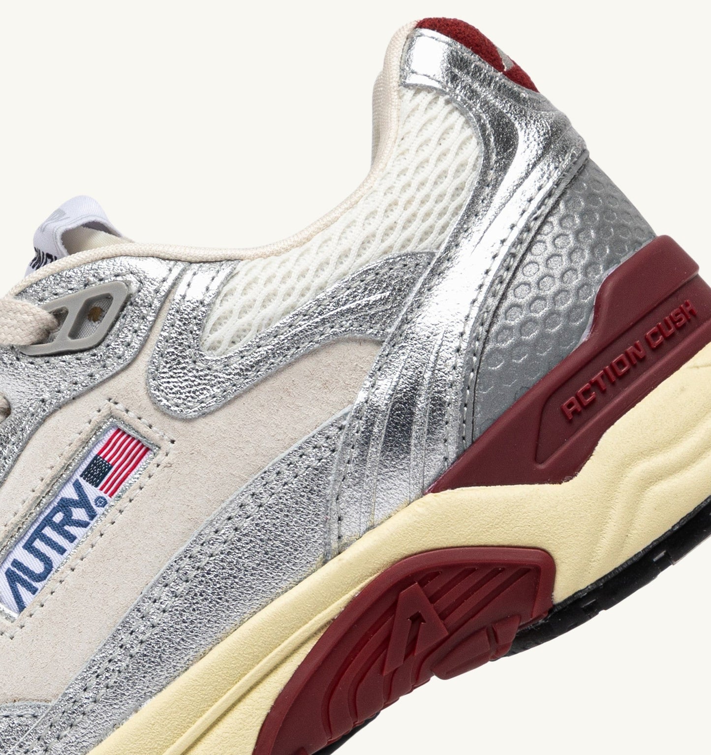 HYPERWAY IN MESH E PELLE LAMINATA BIANCO E ARGENTO