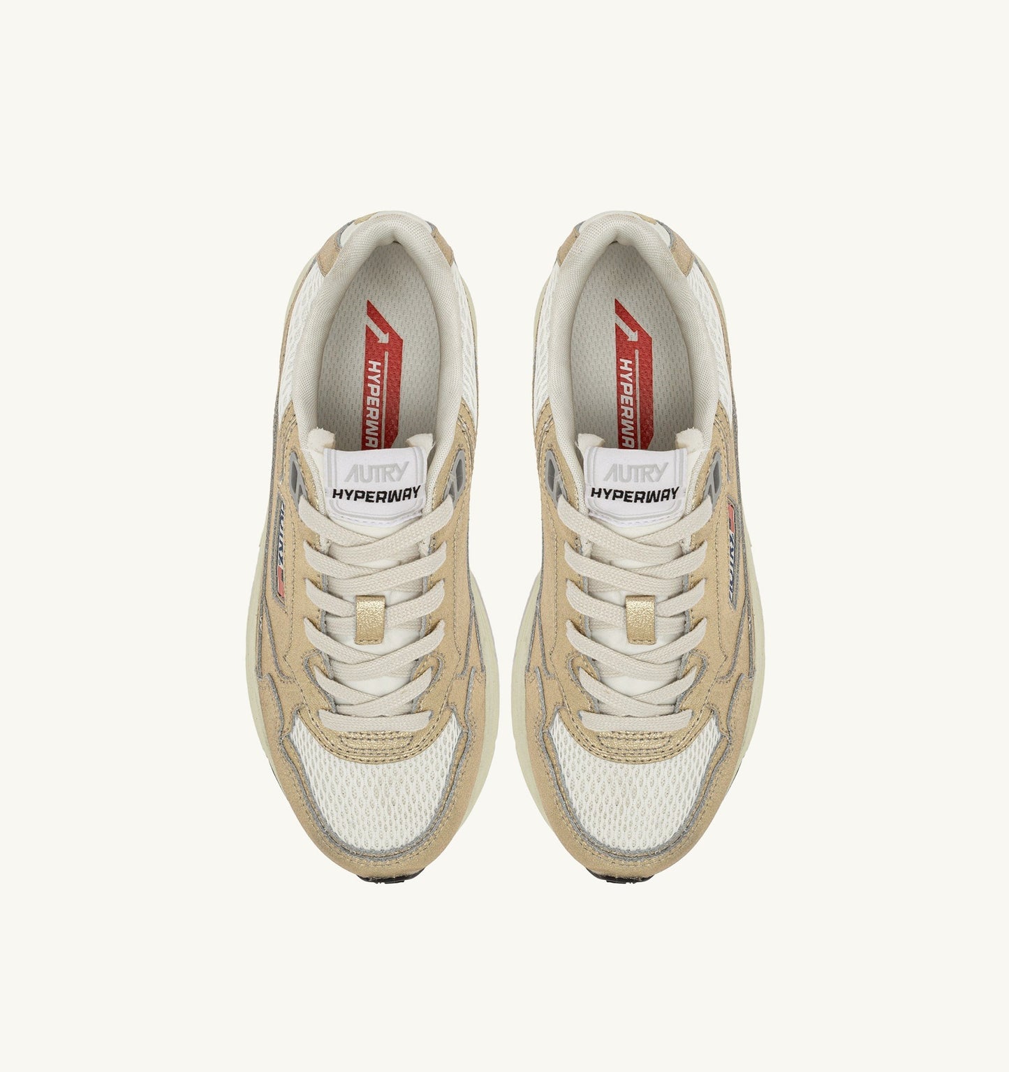 HYPERWAY IN MESH E PELLE LAMINATA MARSHMALLOW E ORO