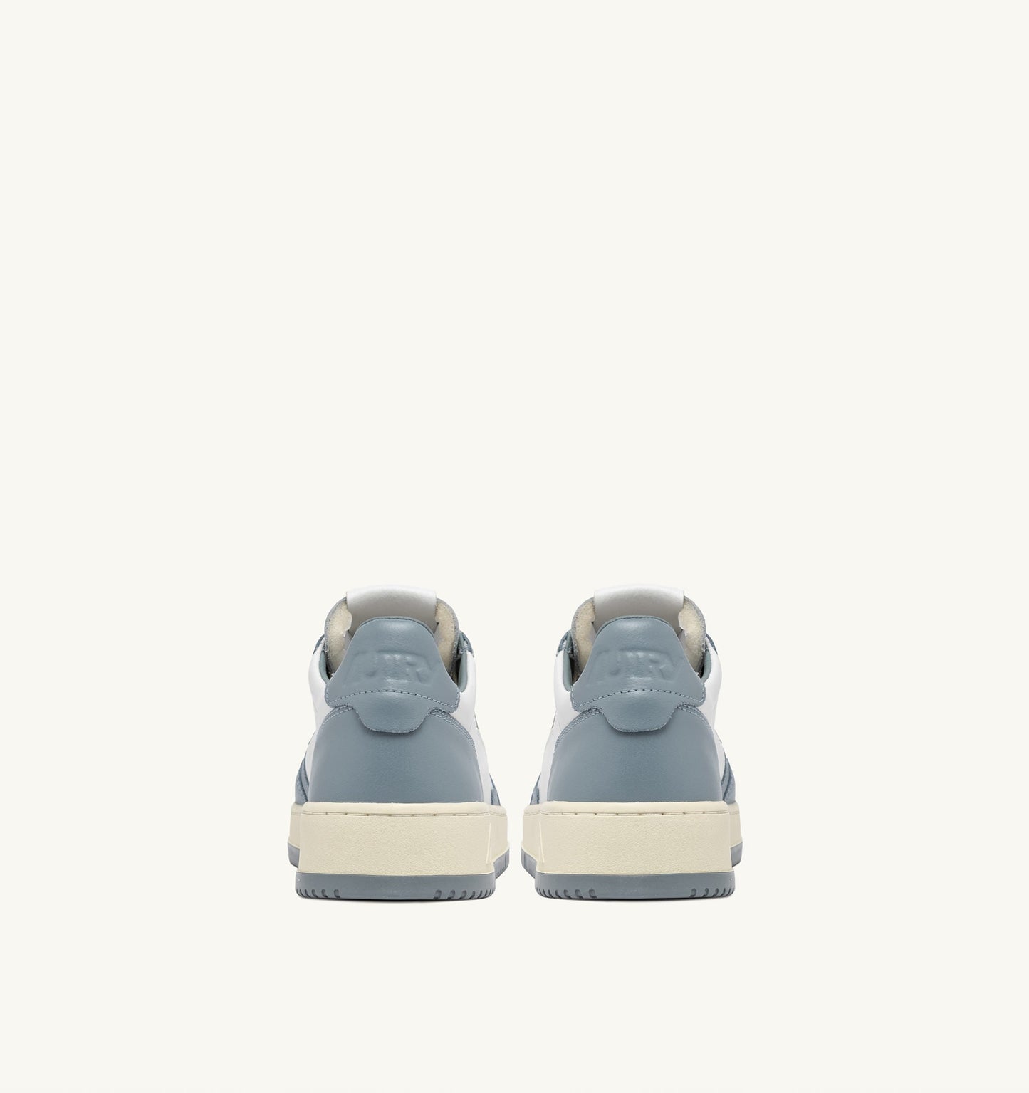 MEDALIST LOW BICOLOR IN PELLE BIANCA E SILVER BLUE