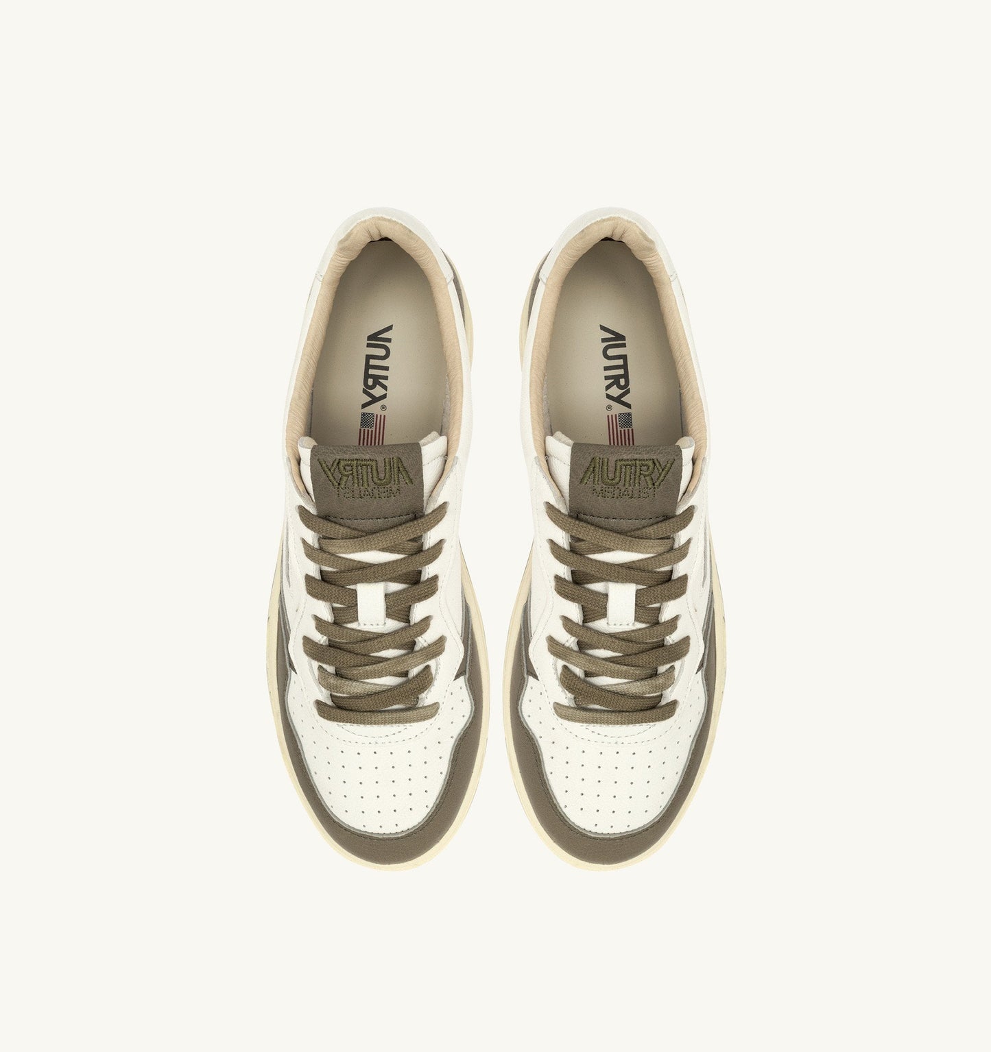 MEDALIST LOW IN PELLE BIANCA E COVERT GREEN