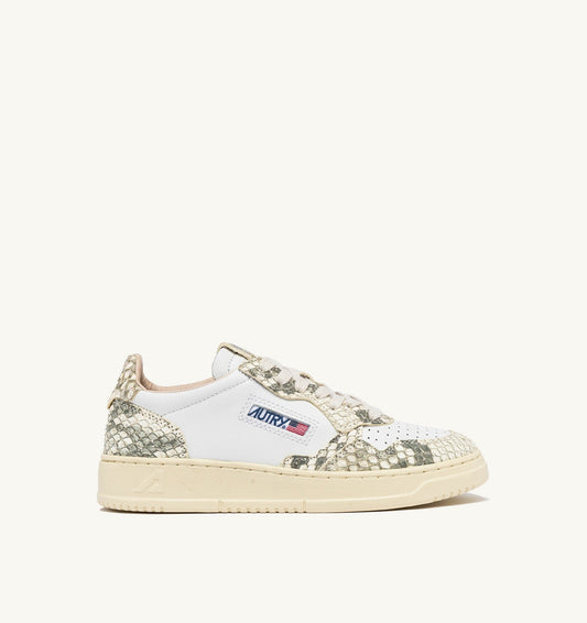 MEDALIST LOW IN PELLE BIANCA E SNAKE DIAMOND
