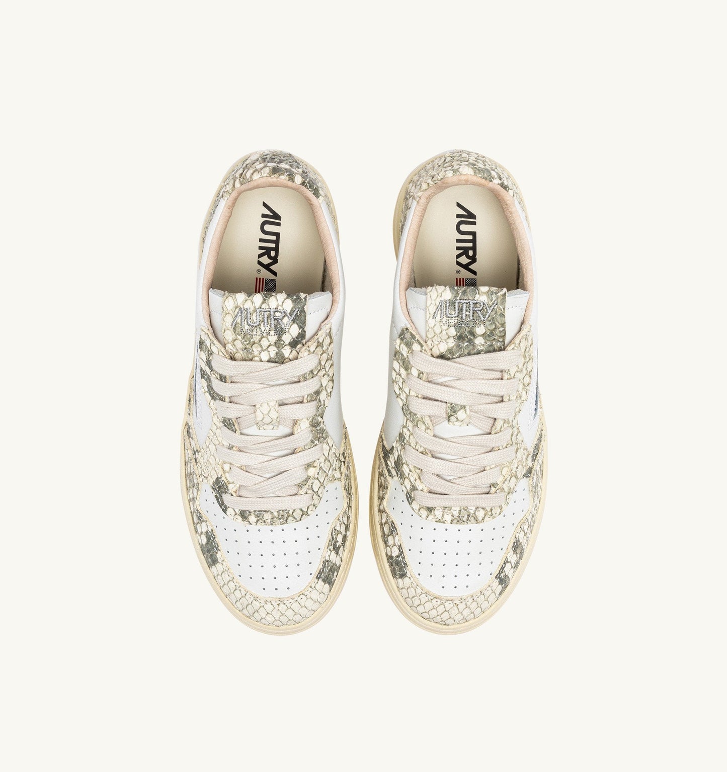 MEDALIST LOW IN PELLE BIANCA E SNAKE DIAMOND