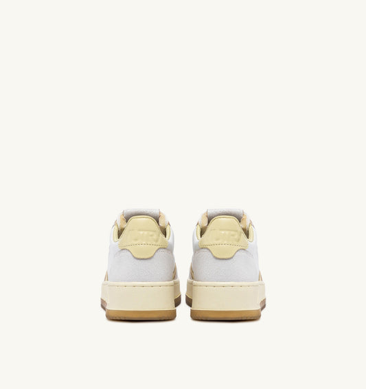 MEDALIST LOW IN PELLE E MESH BIANCO E HAY