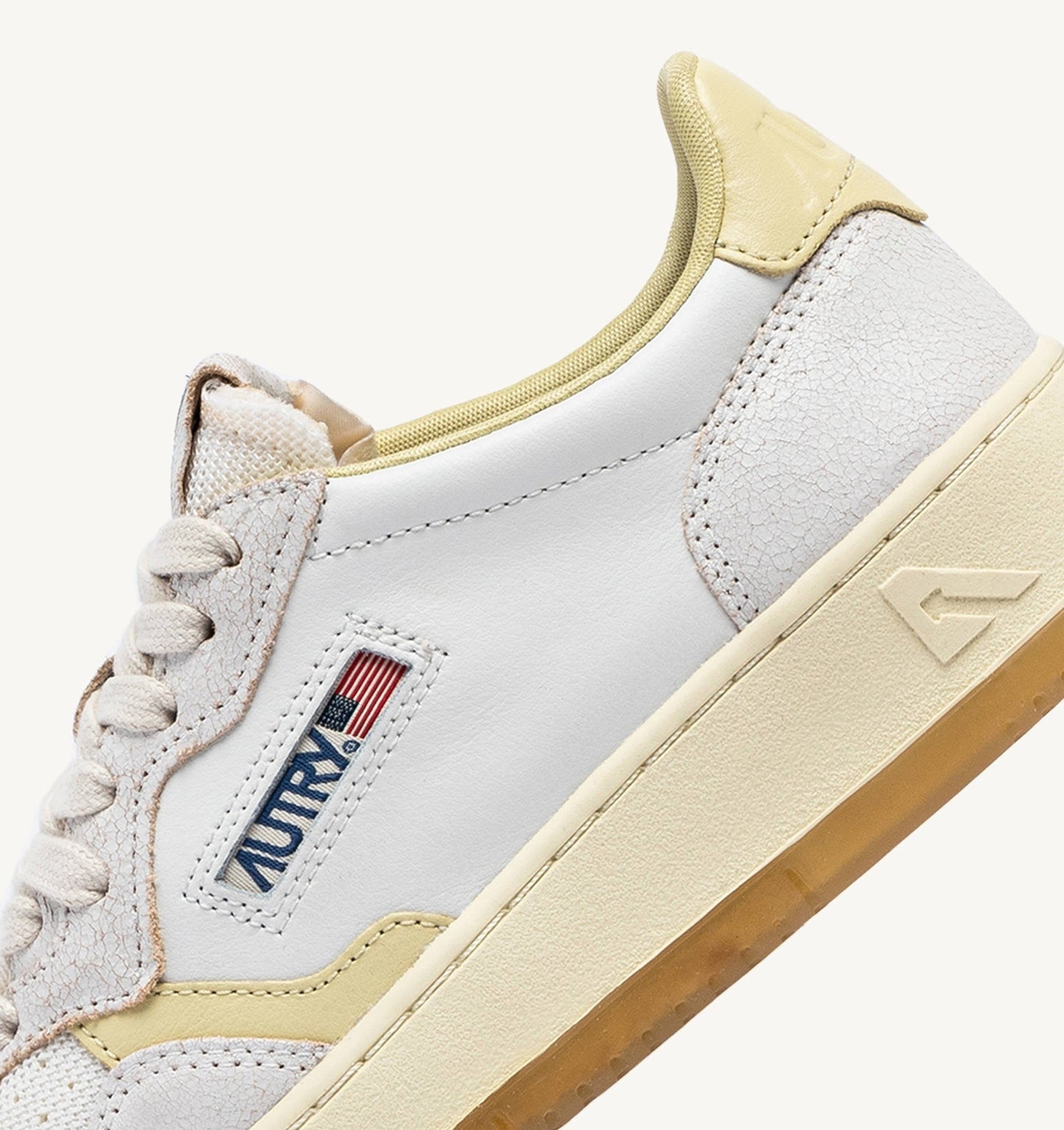 MEDALIST LOW IN PELLE E MESH BIANCO E HAY