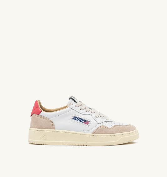 MEDALIST LOW IN PELLE E SUEDE COLORE BIANCO E TEAROSE