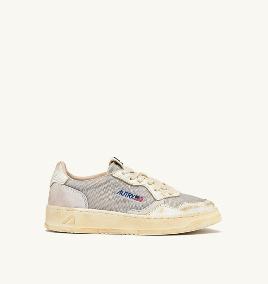 MEDALIST LOW SUPER VINTAGE IN PELLE E MESH GRIGIO E BIANCO