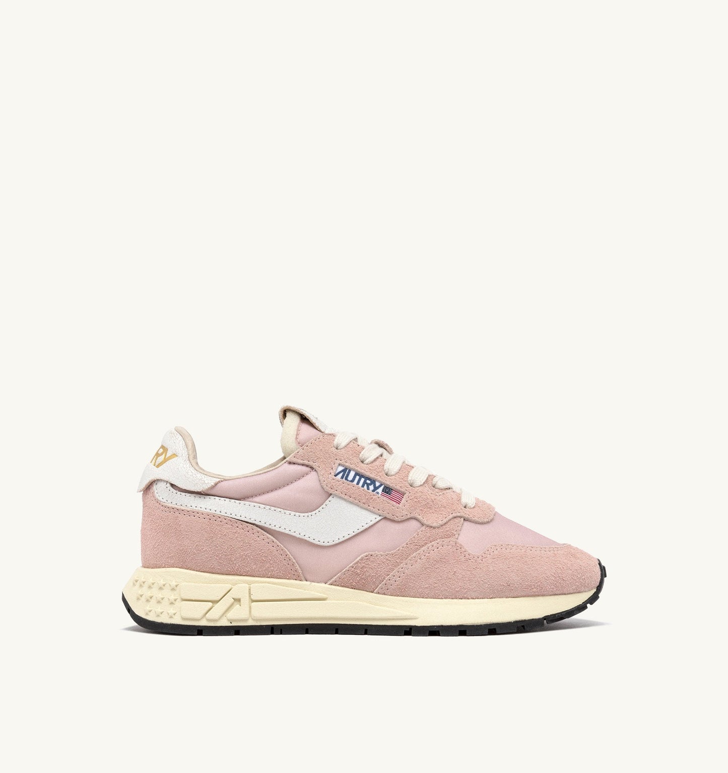 REELWIND LOW IN NYLON E SUEDE COLORE BIANCO E POWDER PINK