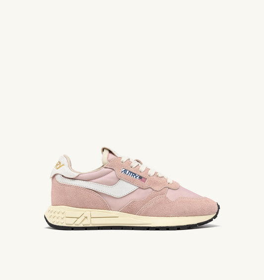 REELWIND LOW IN NYLON E SUEDE COLORE BIANCO E POWDER PINK