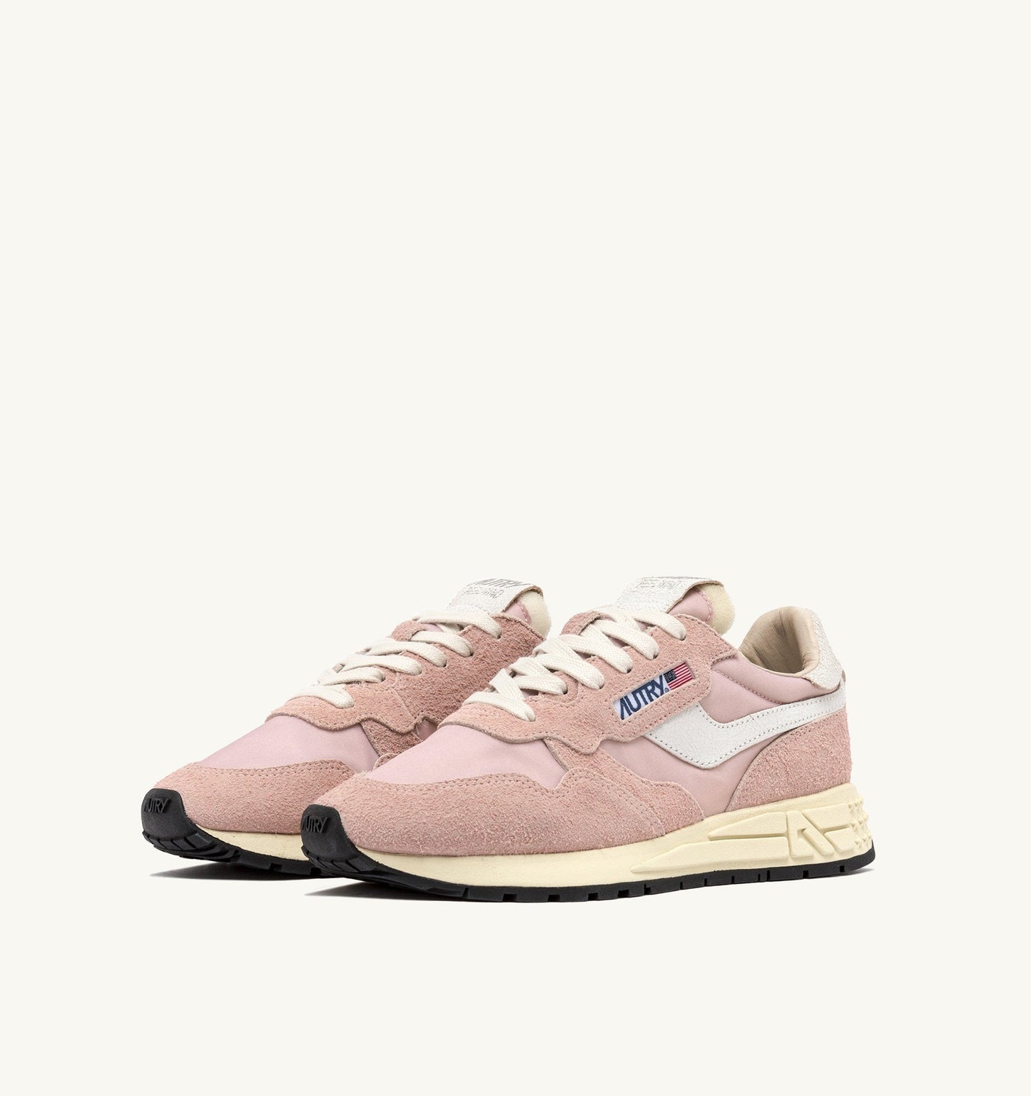 REELWIND LOW IN NYLON E SUEDE COLORE BIANCO E POWDER PINK