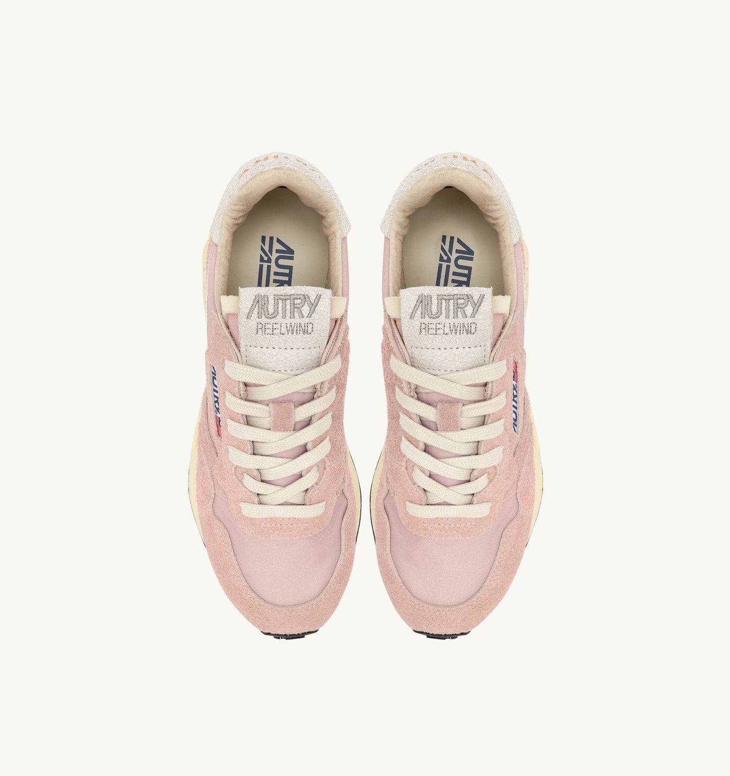 REELWIND LOW IN NYLON E SUEDE COLORE BIANCO E POWDER PINK