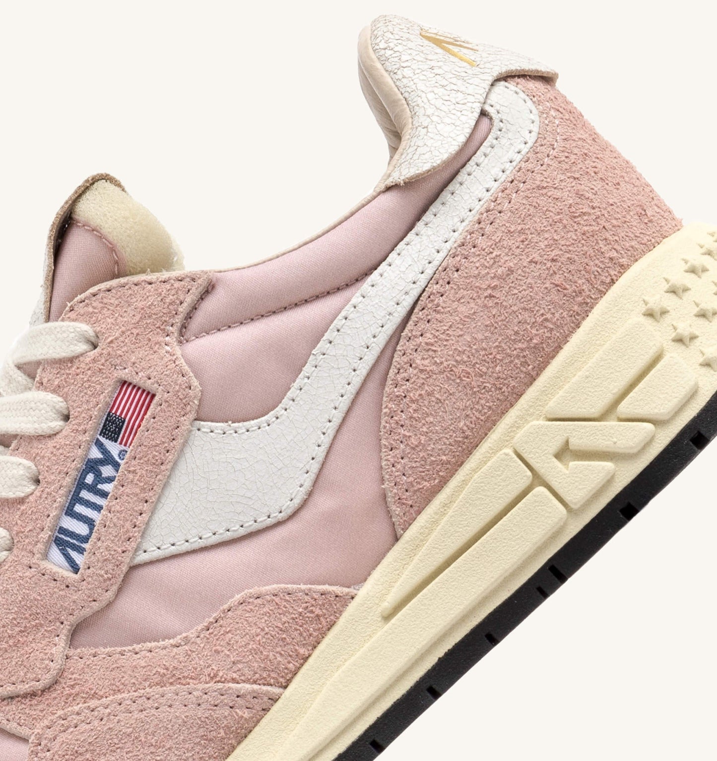 REELWIND LOW IN NYLON E SUEDE COLORE BIANCO E POWDER PINK